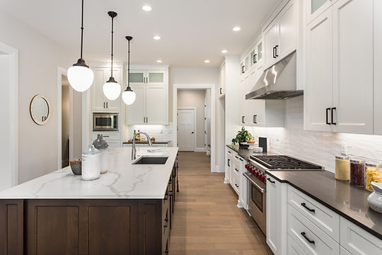Modern kitchen with pendant lighting